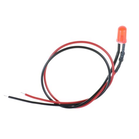 5mm 12v Dc Pre Wired Red Diffused Led Railwayscenics