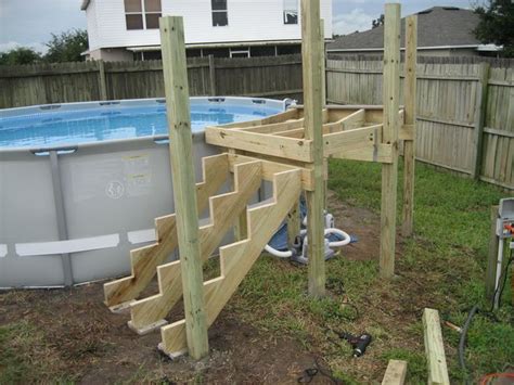 My Intex 16x48 With Custom Deck And Stairs Building A Pool Pool Deck