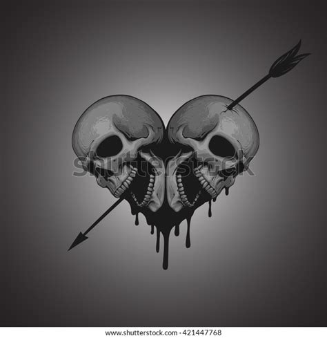 Skulls Heart Arrow Illustration Stock Vector Royalty Free 421447768