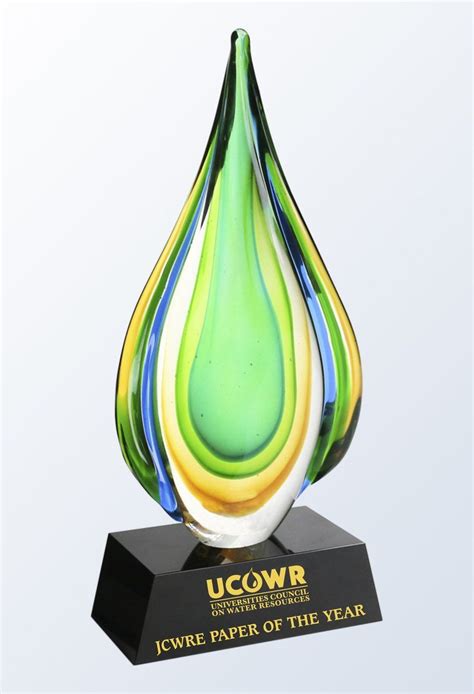 Accent Awards Rainforest Hand Blown Glass Award With Black Base 125 00