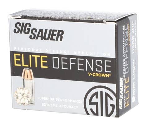 Sig Sauer Elite Performance Jhp 9mm Luger 115 Grain V Crown Handgun