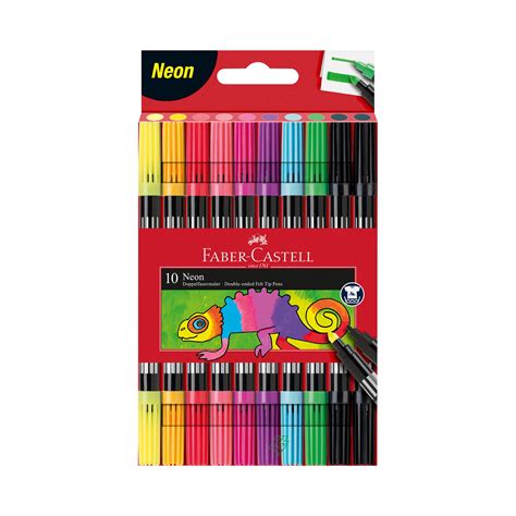 Faber Castell Felt Tip Pens Double Ended Neon 10 Colors Office 1
