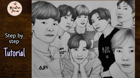 Bts Group Sketch How To Draw Bts Members Step By Step Easily Drawing Tutorial Youcandraw