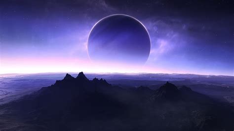 Planet Solar Eclipse Space Art Mountain Wallpapers Hd Desktop And