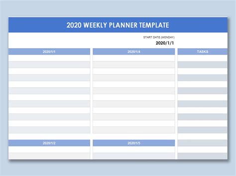Free Excel Weekly Planner Template Addictionary