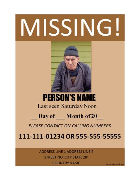 Kostenloses Missing Person Poster
