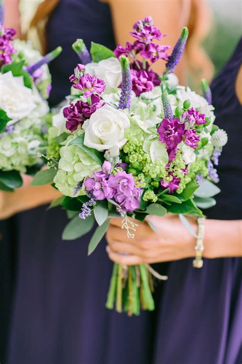 Summery Purple And White Bridesmaid Bouquets