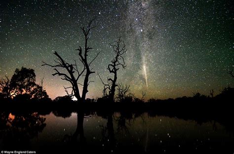 Awe Inspiring In The Outback Comet Shimmers Over Australian Swamp As
