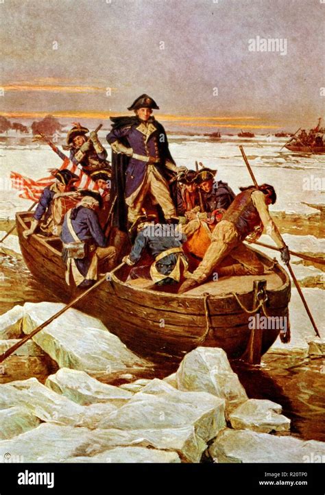 Colour Print Of George Washington Crossing The Delaware River Dated