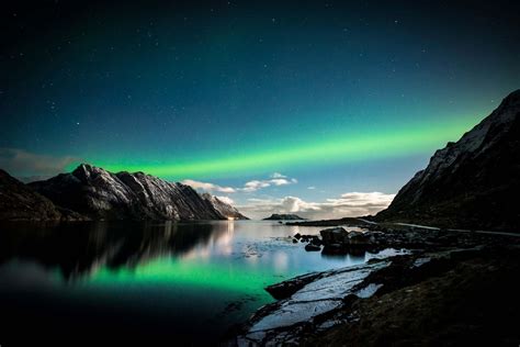 Photography Nature Landscape Starry Night Mountains Fjord Road