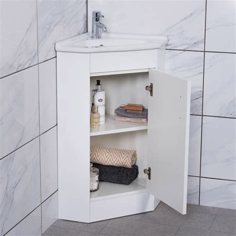 Bathroom Corner Cloakroom Vanity Sink Ceramic Basin Cabinet Storage