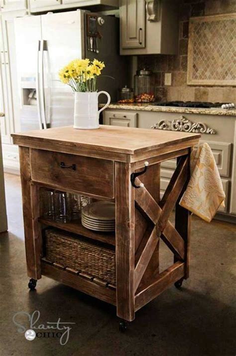 Easy to assemble for homeowners 32 Simple Rustic Homemade Kitchen Islands - Amazing DIY, Interior & Home Design