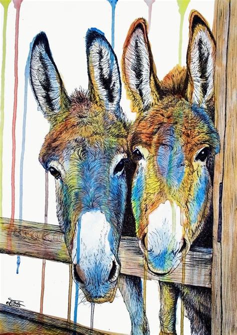 Donkey Art Print Acrylic Painting Print Animal Art Farm Animal