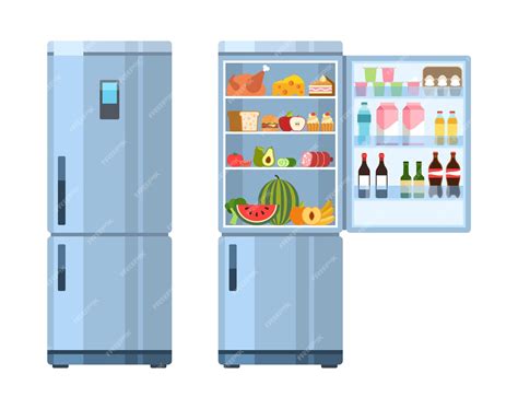 Premium Vector Open And Closed Fridge Refrigerator Empty And With