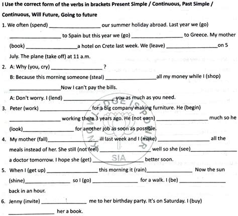 Complete The Sentences With The Correct Form Of The Verbs