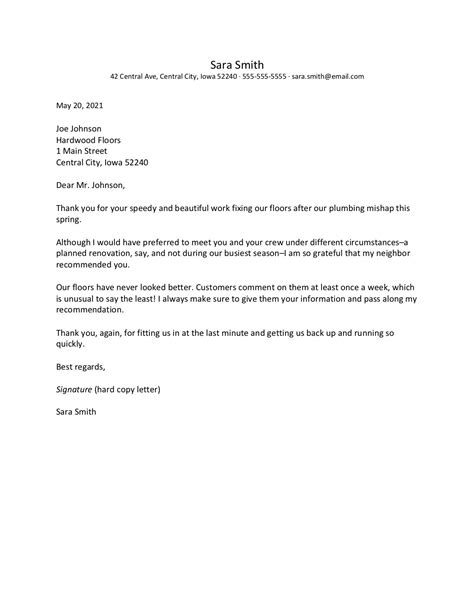 Business Thank You Letter Examples