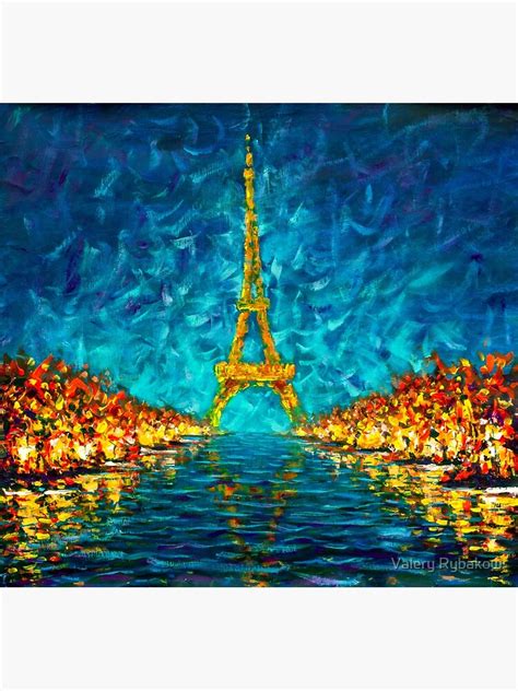 Póster Obra En Venta La Noche De La Torre Eiffel De París Se Refleja
