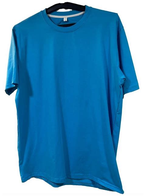 Plain Men Cotton Lycra Blue T Shirt Round Neck At Rs 175 In Kolkata