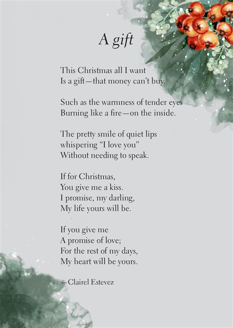 A Gift: Christmas love poem | Love poems, Christmas poetry, Poems