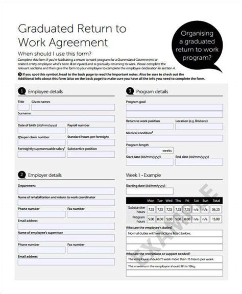 Return To Work Agreement Template