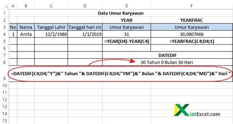 Cara Menghitung Umur Tahun Bulan Hari Di Excel Hot Sex Picture