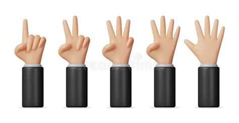 One To Five Fingers Count Hand Gesture Isolated Stock Illustrations