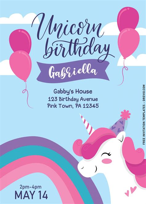 9 Cute Unicorn First Birthday Invitation Templates Download Hundreds
