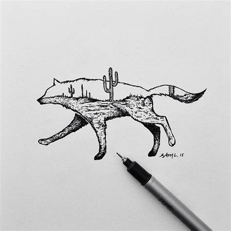 See more ideas about animal drawings, animal art, drawings. Miniature Hybrid Illustrations Of Wild Animals Combined With Landscapes | DeMilked