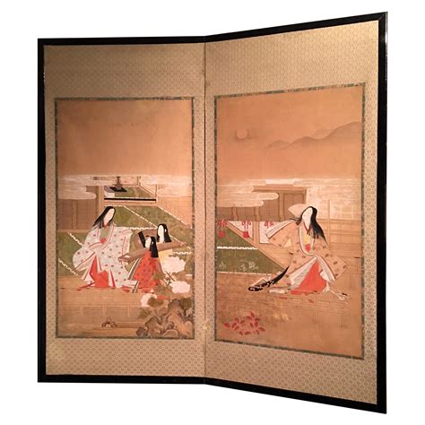 Japanese Screen With Village Scene At 1stdibs