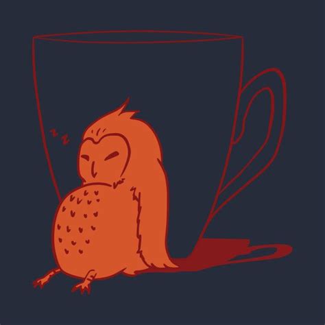 Sleepy Owl And Cup Orange By Auroracelestine Sleepy Owl Owl Sleepy