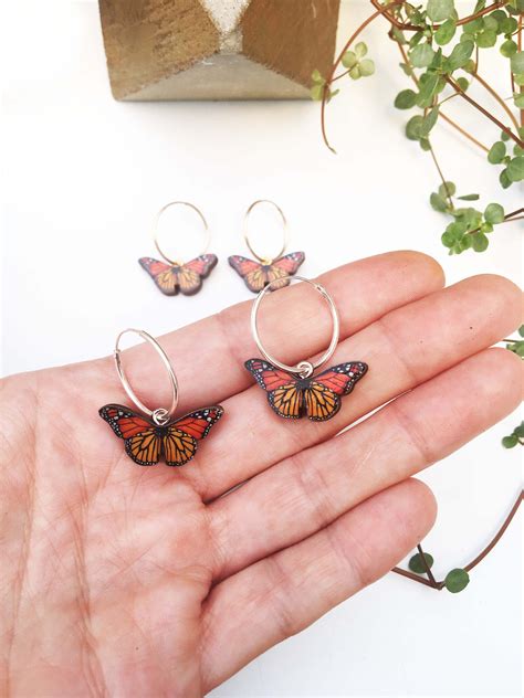 Monarch Butterfly Hoop Earrings Etsy Uk Monarch Butterfly Jewelry
