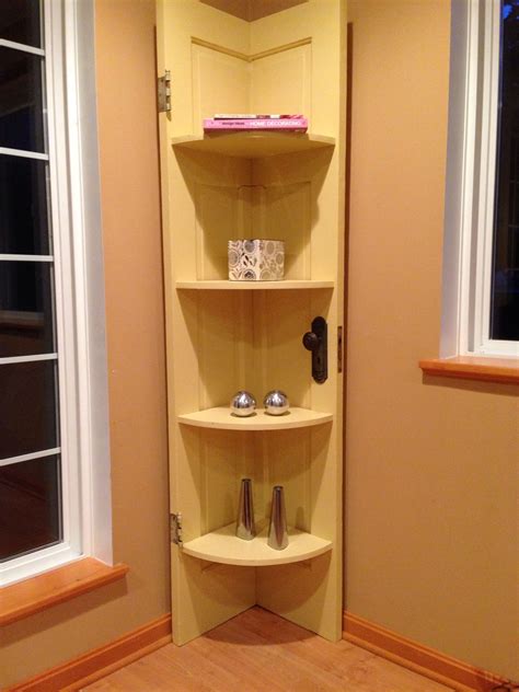 Upcycled Solid Wood 1920s Door Turned Into A Corner Shelf Unit