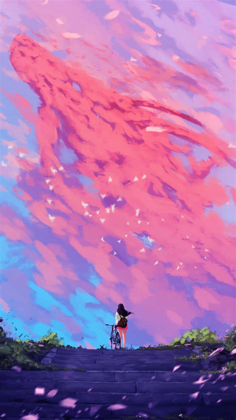 Download Pink Aesthetic Anime Phone Wallpaper