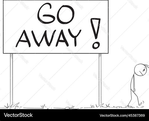 Person Leaving Go Away Sign Cartoon Stick Figure Vector Image