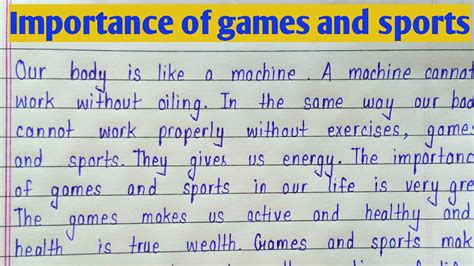 Essay On Importance Of Sports Importance Of Games And Sports Essay