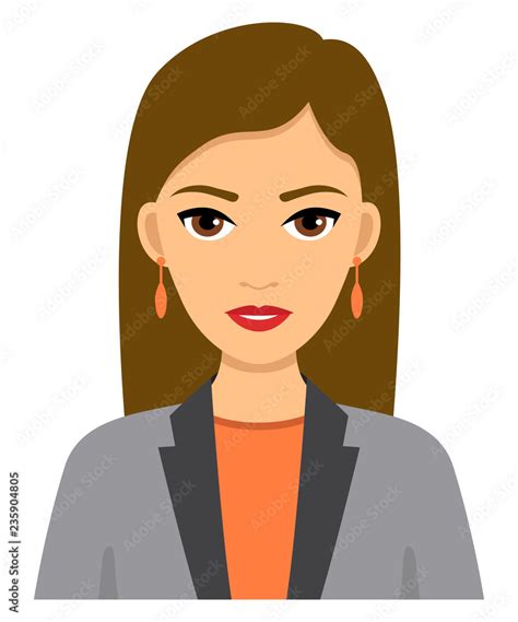 Business Woman Face Vector Cartoon Character Stock Vector Adobe Stock