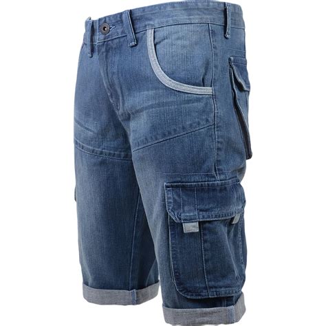Mens Crosshatch Denim Cargo Shorts Jeans Cargo 34 Knee Length Many