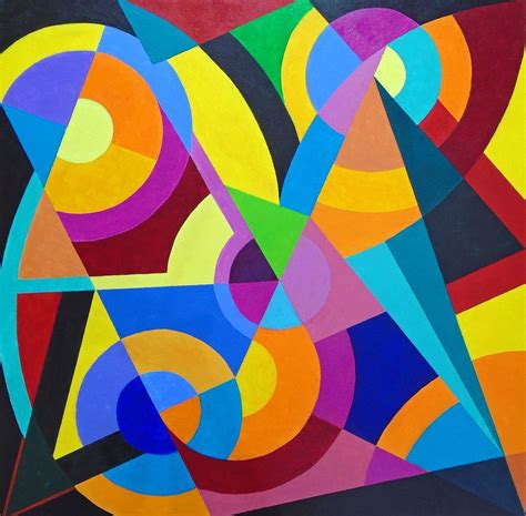 Abstract Doodle Circles And Triangles 2018 Acrylic Painting By