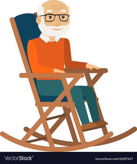 Old Man Sitting In Rocking Chair Royalty Free Vector Image