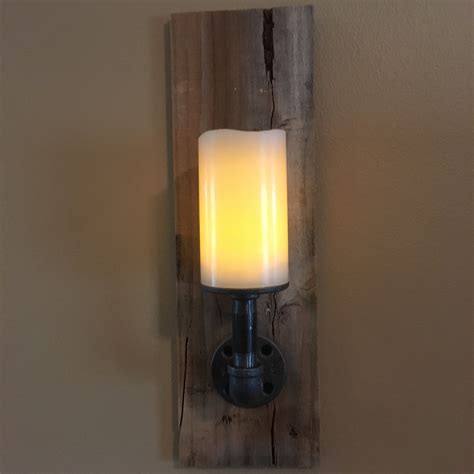 Reclaimed Rustic Wood Wide Candle Wall Sconce Rustic Cottage Etsy