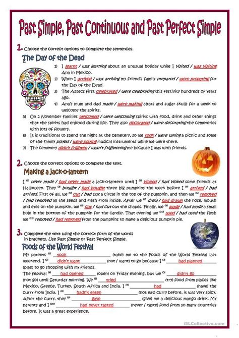 Past Simple Past Continuous Or Past Perfect English Esl Worksheets