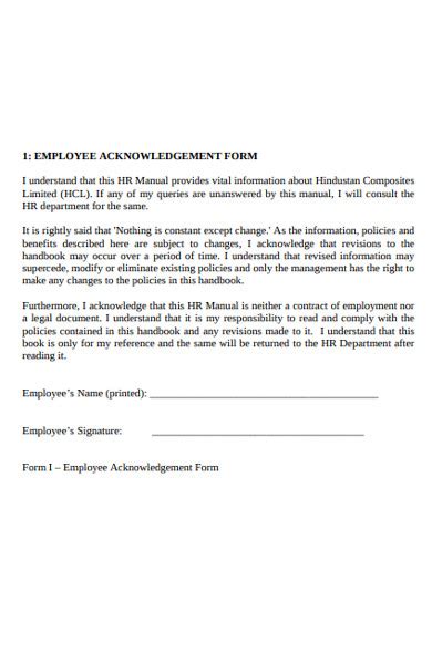 Employee Acknowledgement Form Template Fresh Template Medium To Size