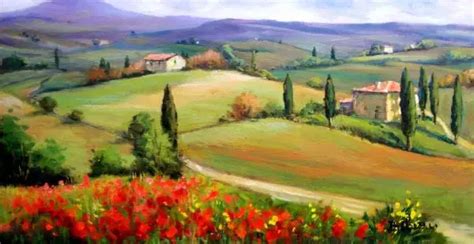 100 Hand Painted Canvas Wall Art Decor Very Beautiful Tuscany Panorama