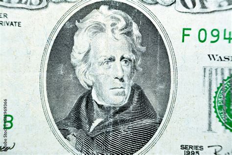 Portrait Of President Andrew Jackson From The Obverse Side Of An Old 20