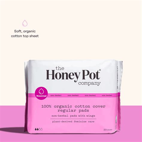 Organic Cotton Cover Regular Sanitary Pads The Honey Pot The Honey Pot Feminine Care