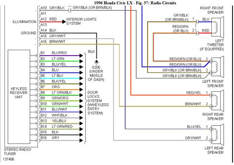 2006 honda civic audio wiring diagram :radio harness +12v dc constant white switchedd accessory violet ground black. Wiring Diagram: 26 1997 Honda Civic Radio Wiring Diagram