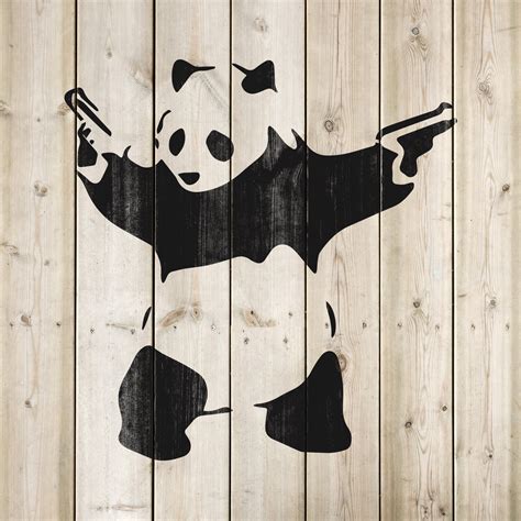 Panda With Guns Stencil By Banksy Reusable Mylar