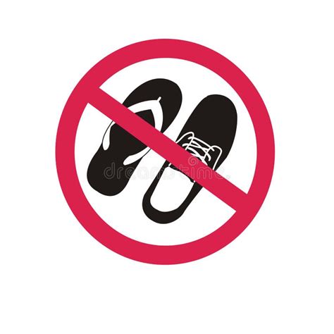 No Sandals And Shoes Prohibition Sign Stock Illustration