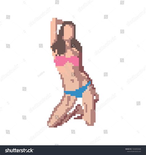 Pixel Girl Swimsuit Vector Silhouette Avatar Shutterstock