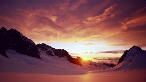 Download Wallpaper 1920x1080 Dawn Morning Snow Surface Mountains